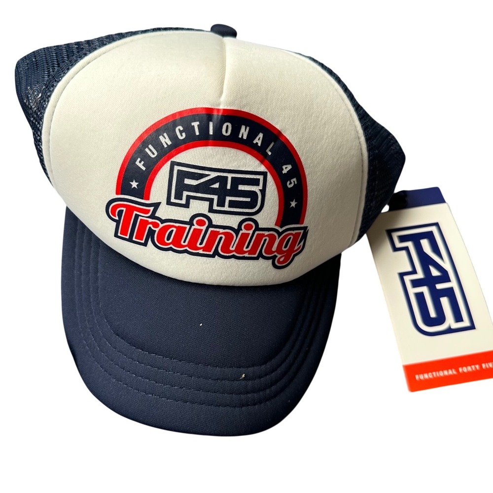 F45 Training Heritage Trucker Cap Hat Peacoat Blue White Snapback NEW